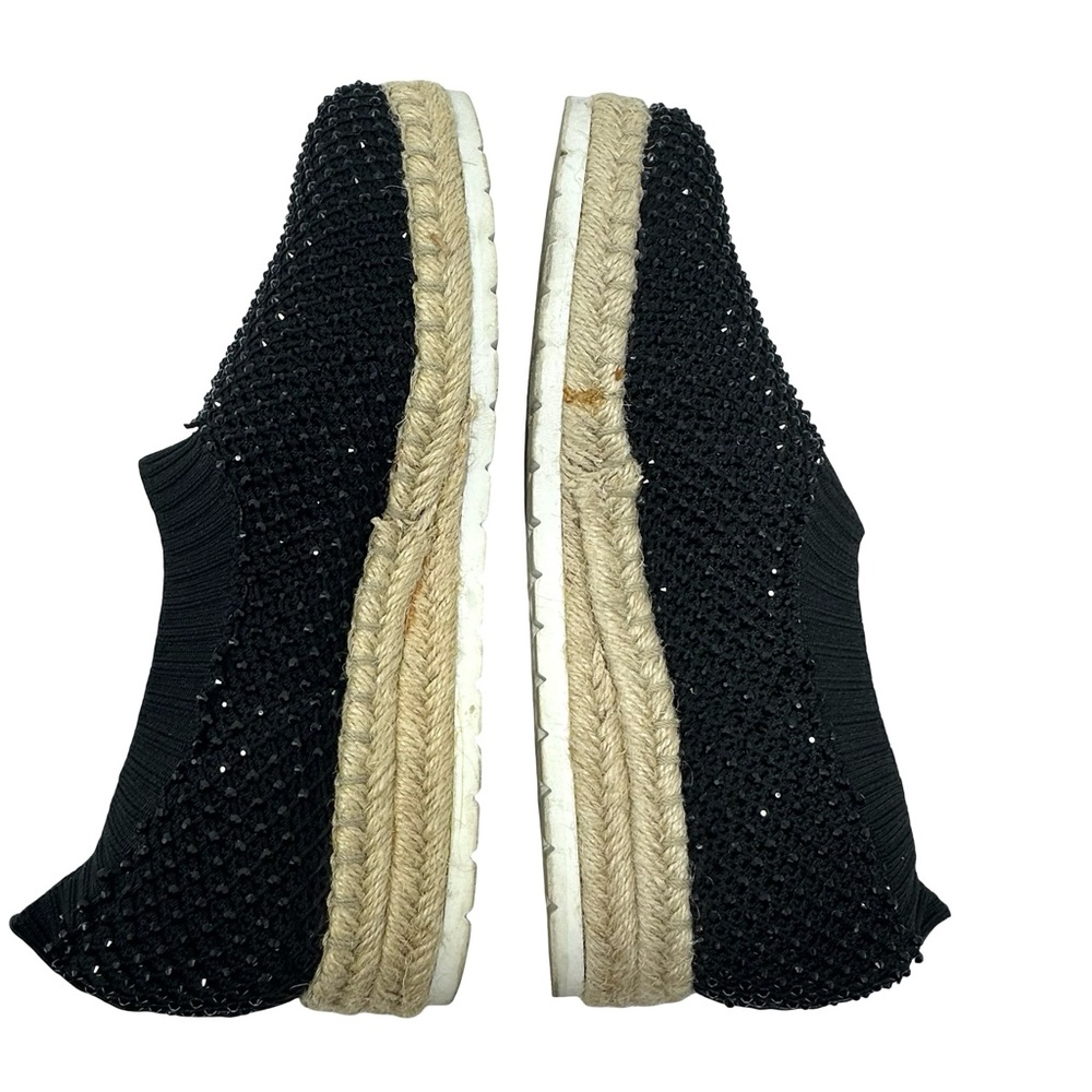 Adrienne Vittadini Sport Nicola Black Sequin Slip On Espadrille Wedges Size 9 - Picture 9 of 12